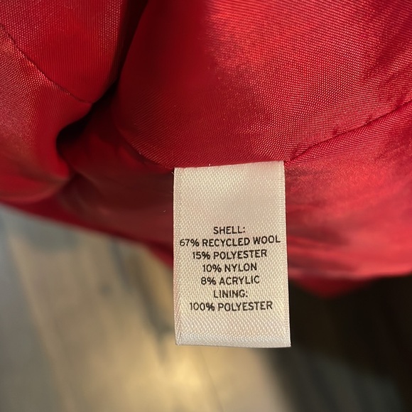 NORDSTROM BP WOOL BLEND RED RUFFLE PEACOAT - Picture 4 of 4